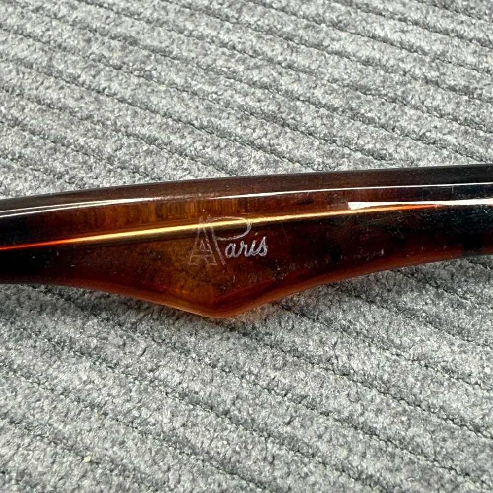Vintage 60s A Paris Cat Eye Y2k Glasses‎ Tortoise Shell Silver Floral France Vtg
